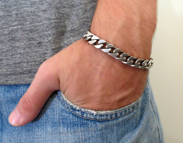 Men Silver Bracelet - Temu